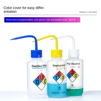 Bouteille de lavage de sécurité Labshark en LDPE, à large ouverture, pour méthanol, éthanol, acétone, eau distillée, tête blanche spéciale, tête rouge