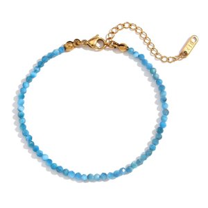 Elegante Novo Ouro <span class=keywords><strong>18K</strong></span> e Aço Inoxidável Pulseira Frisada com Natural Verde Opal Turquesa Presente Perfeito para As Mulheres - Product Image 5