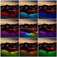 Kit d'éclairage LED RGBIC pour sous-sol de voiture, synchronisation musicale, 4 pièces, 12V, contrôle par application, bande lumineuse sous-sol, étanche IP67, installation facile, universel