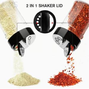 Couvercle de shaker à épices réglable 2 en 1 avec deux orifices de distribution pour le stockage des herbes et du poivre, récipient en plastique - Product Image 1