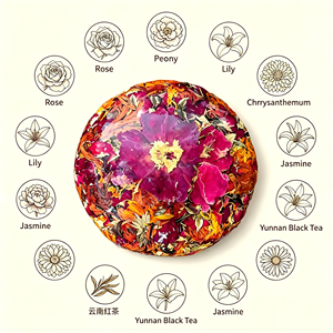 Gâteau de thé noir floral composé du Yunnan, 200g, 6 ingrédients naturels, thé aux fleurs fait à la main pour la santé et le bien-être - Product Image 5