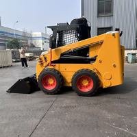 Mini Skid Steer Loader Backhoe Loader Compact Hydraulic Loader dengan Kapasitas Bucket 1 Ton untuk Konstruksi