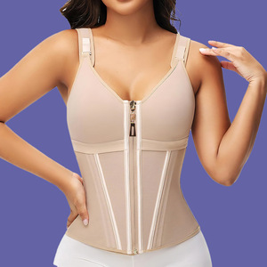 Chaleco de cintura de hueso de acero de doble capa <span class=keywords><strong>para</strong></span> mujer, <span class=keywords><strong>ropa</strong></span> deportiva <span class=keywords><strong>para</strong></span> moldear el cuerpo con cremallera, Cinturón fino transpirable, Control firme - Product Image 6