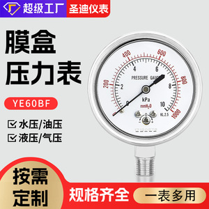 Manomètre basse pression Ye60bf à diaphragme en acier inoxydable, mesure de la pression du gaz de 0 à 10 Kpa - Product Image 4
