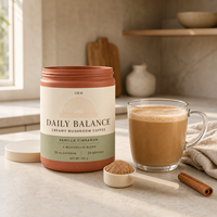 Poudre de café aux champignons avec mélange de 4 champignons, boisson adaptogène à faible teneur en caféine avec MCT et lait de coco pour l'énergie et la concentration