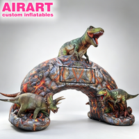 Arche gonflable géante réaliste en forme de dinosaure avec motif volcanique pour les événements de parcs à thème