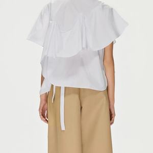 Nouveaux hauts et chemisiers asymétriques à manches courtes pour femmes, style français, élégants et sophistiqués, vente en gros - Product Image 4