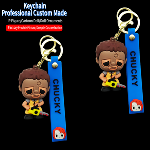 Nhà Máy Tùy Chỉnh Thân Thiện Với Môi Không Độc Hại Bền Đa Chức Năng 3D UV In Phim Hoạt Hình Cao Su Móc Khóa OEM Hợp Kim - Product Image 2