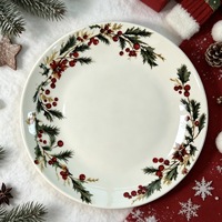 Holly Red Fruit Europe Design Bruiloft Keramische Bord Retro Platte Feestelijke Gebakarrangement Decoratief Porselein Huishoudelijk