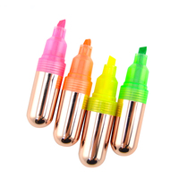 NOUVEAU Stylo surligneur 4 couleurs/ensemble, couleurs bonbon, notes, graffiti, tête oblique, DIY, art, forme de rouge à lèvres, marqueurs, fournitures scolaires et de bureau