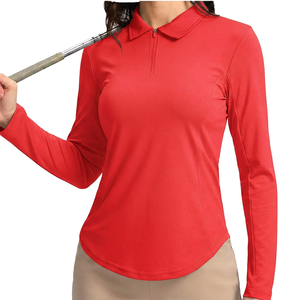 Camisa de Golf Personalizada para Mujer, Manga Larga, Cierre de Cremallera, Polo Ligero, Transpirable, Elástico, Ropa Deportiva al por Mayor, Ropa de Tenis - Product Image 1
