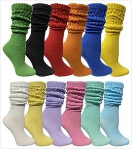 Chaussettes thermiques en coton pour femme, chaussettes à couleur unie, épaisses, plates