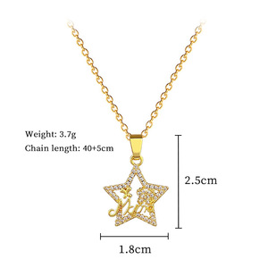 Collana Trendy color oro 18K con Design a cinque punte con abbaglianti pietre di Zirconia sulla catena della clavicola - Product Image 6