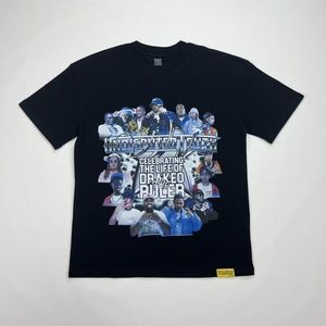 T-shirt da uomo nera in cotone a maniche corte con stampa collage di artisti hip-hop per merchandising tributo al <span class=keywords><strong>rap</strong></span> e streetwear - Product Image 2