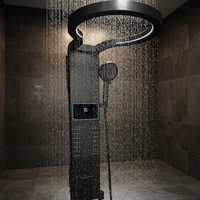 Ensemble de douche cascade rond contemporain en aluminium avec robinet gris brossé pour hôtels, villas et appartements