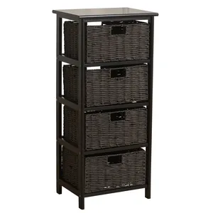 New design KD wood cabinet paper black color cabinet with drawers Living Room Furniture