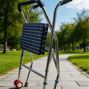Xunhui <b>Walker</b> With Seat And Wheels Stainless Steel Fabric Walking Aid For <b>Elderly</b> Rehabilitation Assistance - Product Image 1
