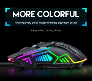 Souris filaire 6D émettant de la lumière e-sports gaming muet rbg mouse ordinateur pc mouse