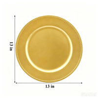 Assiettes de présentation dorées perlées en plastique pour mariage