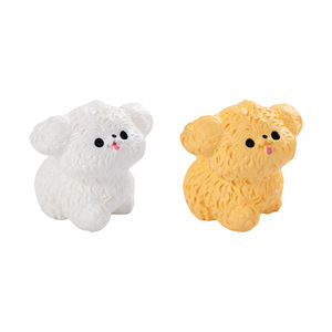 ดีพี มิเนียเจอร์เรซิ่นรูปสุนัขการ์ตูนสีขาวและสีเหลืองตกแต่งบ้านตั้งโต๊ะรถงานฝีมือ - Product Image 5