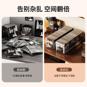 Extendable Cd Storage Box Transparent With Partitions Desktop Cd Rack - Product Image 3