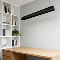 Nouvelle conception de luminaire suspendu linéaire LED en aluminium 36W/40W, garantie 5 ans, CRI 90, indice de protection IP44, éclairage intérieur résidentiel à intensité variable