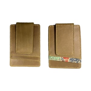 Vintage Unisex Crazy Horse Cowhide Leather RFID Blocking Portable Short Money Clip Thread Genuine Leather Polyester - Product Image 6