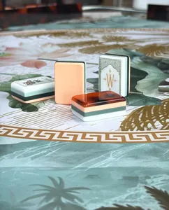 Tuiles de Mahjong en Acrylique Personnalisées de Haute Valeur, Style Chinois Nouveau, Esthétique Orientale de Luxe Léger, Illustrations Végétales, pour le Divertissement - Product Image 3