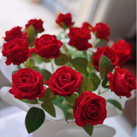 Rose artificielle noire en soie à tige unique avec bâton pour bouquets de bricolage mariages artisanat décorations de fête