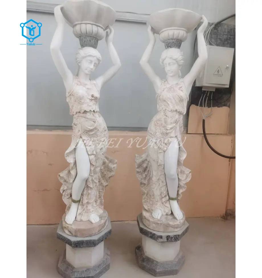 YUANJU Life Size Lady Statue Marble Statue Lamp for Decoration Sale
