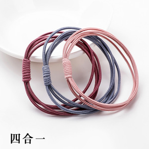Coletero de Cabello Cuatro en Uno de Alta Elasticidad, Color Sólido, para Uso Diario, Accesorios Yiwu para Mujer - Product Image 1