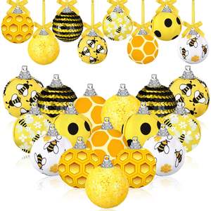 เครื่องประดับแขวนรูปผึ้งลูกบอลรังผึ้งสีเหลืองสีดำสำหรับงานเลี้ยงวันหยุด - Product Image 1