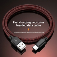 Kabel USB-A ke Type-C Anyaman Nilon 10W Pengisian Cepat dan Transfer Data untuk Android iPhone Samsung Kamera Komputer