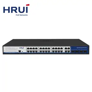 HRUI 32 Port Penuh Gigabit Layer 2 Managed Gigabit CCTV POE Switch