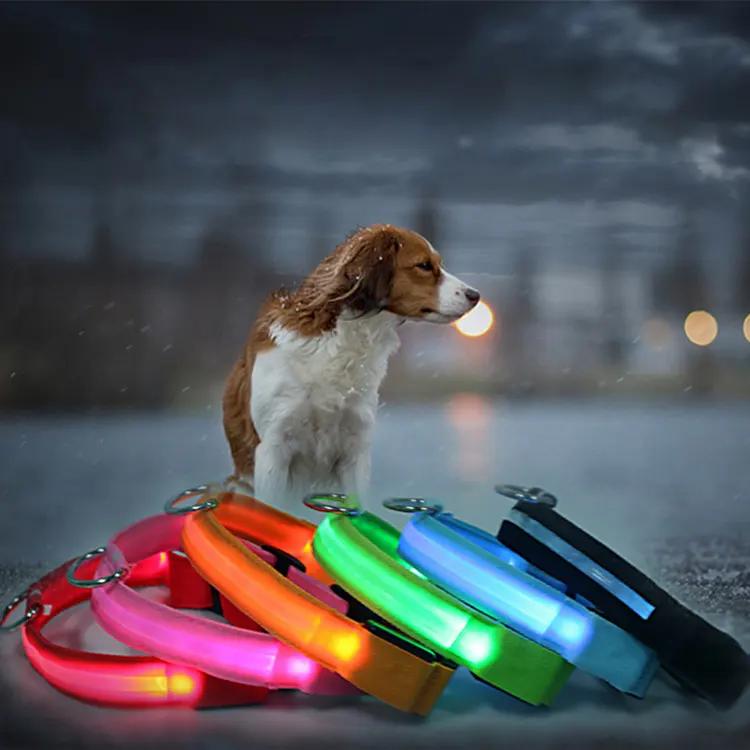 ZMaker ปลอกคอสุนัข LED ปรับได้,ปลอกคอ LED สะท้อนแสงกันน้ำชาร์จไฟผ่าน USB สำหรับสุนัข