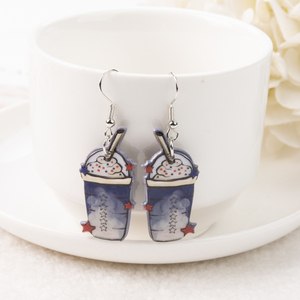 1 par de pendientes colgantes del Día DE LA Independencia del 4 de Julio café acrílico para mujer regalo de cumpleaños - Product Image 6