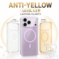 Coque de protection transparente scintillante en TPU et PC compatible avec le chargement magnétique pour iPhone 17 Pro Max, 16 Pro, 15 Air – Excellent rapport qualité-prix