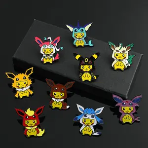 All'ingrosso a buon mercato carino elf Pikachu badge dye nero personalizzato metallo smalto pin per regalo