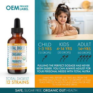 טיפות נוזל פרוביוטיות לנשים גברים אורגני אסידופילוס פרוביוטי נוזלי פרוביוטי טבעוני לבריאות המעיים תוסף פרביוטיקה - Product Image 3
