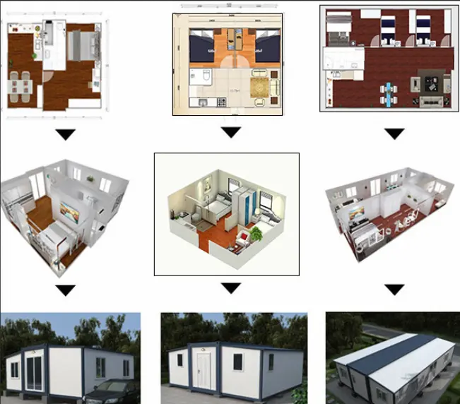 Wadah yang dapat diperpanjang untuk rumah dua kamar tidur satu kamar mandi wadah yang dapat diperbesar rumah