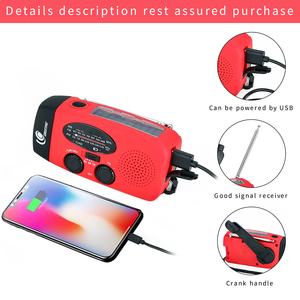 Manivela Solar de emergencia AM Radio <span class=keywords><strong>FM</strong></span> NOAA/linterna/cargador USB para teléfono móvil/300-1000 mah - Product Image 2