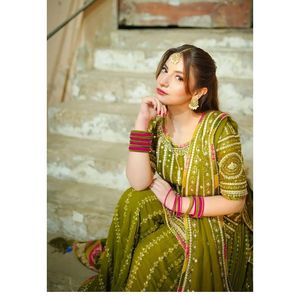 Collection Mehndi Garara en Chiffon 3 pièces non cousues / cousues - Product Image 4