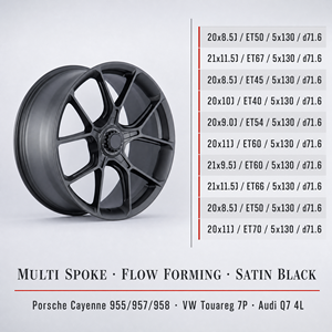 Jantes en alliage forgé 20 21 pouces multi-rayons noir satiné Flow Forming 5x130 pour Porsche Cayenne VW Touareg Audi Q7 - Product Image 5