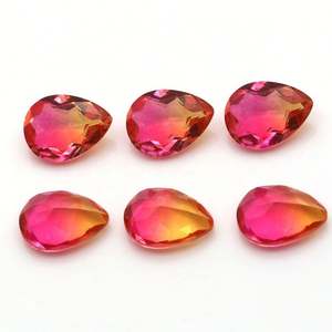 Tourmaline verre poire forme bicolore synthétique Tourmaline verre pierre nouveauté pierre pour la fabrication de bijoux - Product Image 5