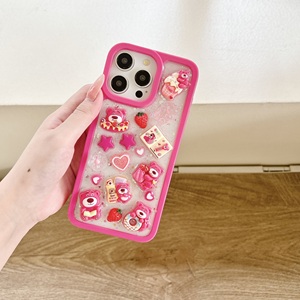 Nouveau dessin animé 3D mignon amour fraise ours motif Transparent Anti-chute antichoc coque de téléphone pour <span class=keywords><strong>iPhone</strong></span> 12 13 14 15 - Product Image 6