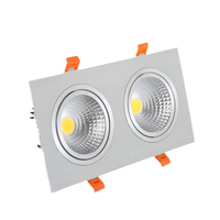 Projecteur LED COB encastré double tête en aluminium, anti-éblouissement, grille carrée, pour hôtels modernes, espaces commerciaux et salles d'exposition