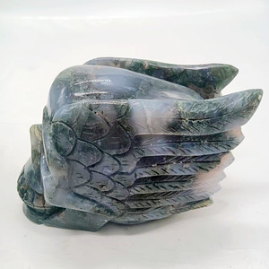 Nuevo diseño curación pulido piedra Natural Reiki cristal artesanía musgo ágata calaveras para Decoración - Product Image 4