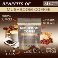 Poudre de café aux champignons : Soutient la santé immunitaire, la concentration mentale, l'énergie stable – Complément alimentaire naturel pour une boisson bien-être quotidienne