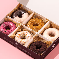 Boîtes à donuts personnalisées avec logo, avec séparateurs, 6 sections, contenants alimentaires pour biscuits, pâtisserie, boîtes en papier pour donuts, gâteaux, macarons, emballages