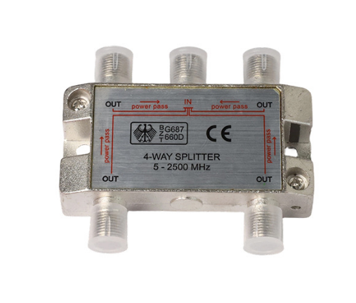 4 Way Coax Cable Splitter F Type Screw 5~2400 MHz for Video Cable TV Antenna Heavy Type